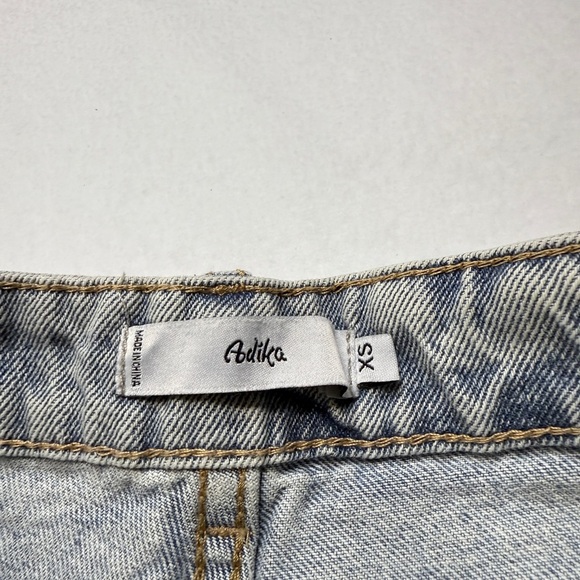 Adika Blue Jean Shorts Rhinestone Fringe Distressed Cut-Off Style - Picture 4 of 4